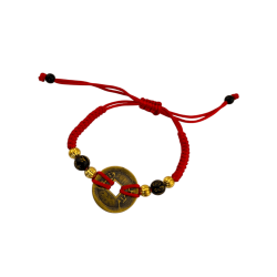 Bracelet Feng Shui I Ching avec pièces - Argent, richesse et chance