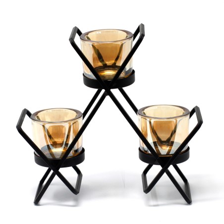 Candelabro de Hierro - Triangulo- 3 Tazas  - 4