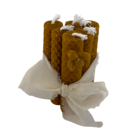 Bougies en cire d'abeille naturelle - Lot de 6 bougies au miel 10x2cm
