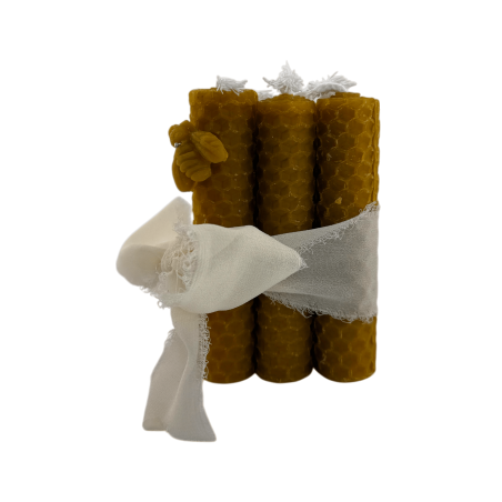 Lumânări din ceară de albine naturală - Pachet de 6 lumânări cu miere 10x2cm