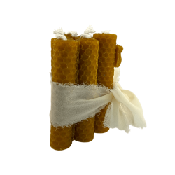 Natural Beeswax Candles - Pack of 6 honey candles 10x2cm