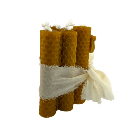 Velas de cera de abelha natural - Pacote com 6 velas de mel 10x2cm