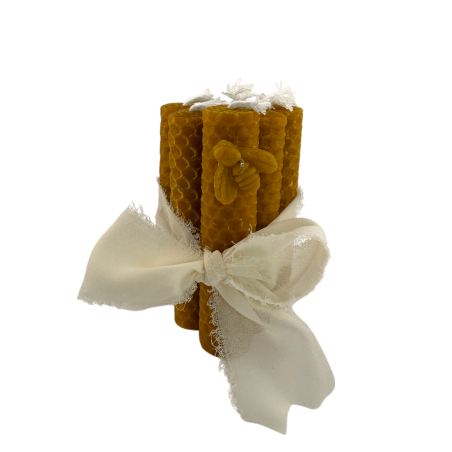 Velas Cera de Abeja Natural - Pack de 6 velas de miel 10x2cm