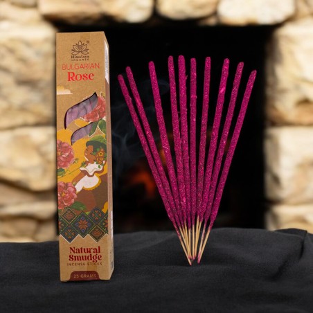 Natürlicher bulgarischer Rosenräucherstäbchen-Smudge von Himalayan Soul Origins – 25g Schachtel