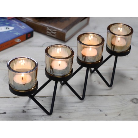 Candelabro de Hierro - zigzag- 4 Tazas  - 6