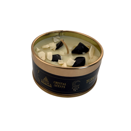 クリスタルトルマリンAROMA FRAGRANCESキャンドル - サンダルウッドの香り - 65g - 持続時間5～6時間