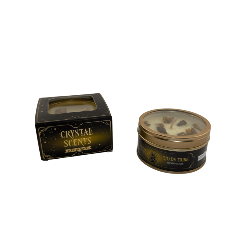 شمعة AROMA FRAGRANCES عين النمر الكريستالية - برائحة الفانيليا - 65 غرام - مدة احتراق من 5 إلى 6 ساعات-شموع AROMA الكريستالية المعدنية-HOSTENATURA