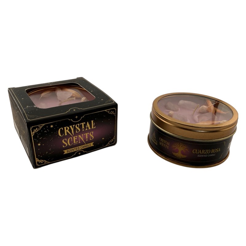 Vela Aroma Crystal Cuarzo Rosa AROMA FRAGRANCES Aroma Rosas - 65gr. - 5-6h de duración-Velas Minerales AROMA Crystal-HOSTENATURA