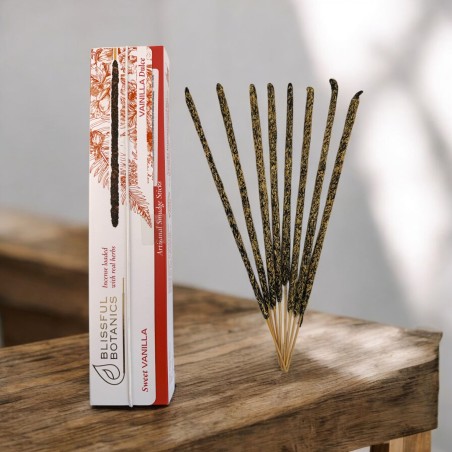 Blissful Botanics TULASI Organic Vanilla Incense - Natural Artisan - Sweet Vanilla - 8 Organic Incense Sticks