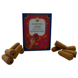 SREE VANI Golden India Backflow Lotus Rökelsekottar - Förpackning med 10 Blackflow Lotusblomkottar