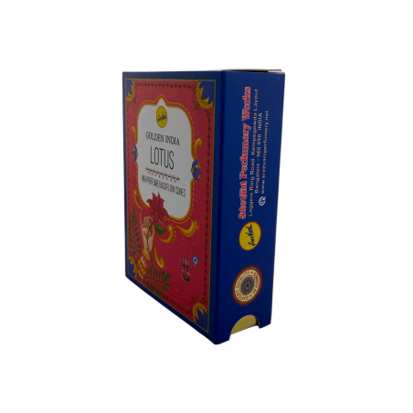 Conuri de tămâie cu refluxul lotus SREE VANI Golden India - Pachet de 10 conuri de floare de lotus cu refluxul negru