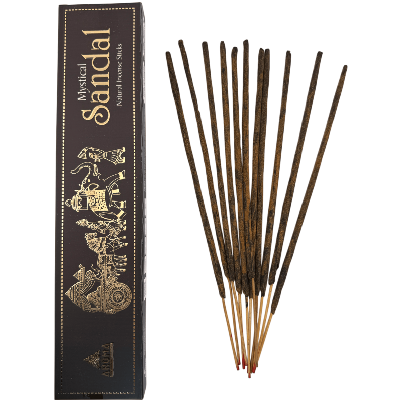 Incenso Masala al Sandalo Mistico AROMA Fragrances - Scatola da 24 g di incenso indiano naturale-Fragranze Aromatiche Mistiche Incenso-HOSTENATURA