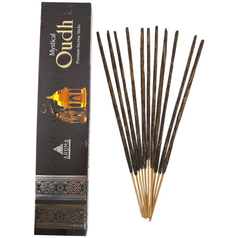 Tămâie mistică Oudh Masala AROMA Fragrances - Cutie de 24g de tămâie indiană naturală-Tămâie cu arome mistice-HOSTENATURA