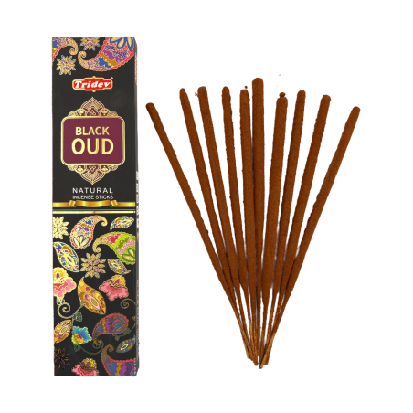 Incienso Tridev Black Oud Natural Incense Sticks - 10 varillas extra gruesas