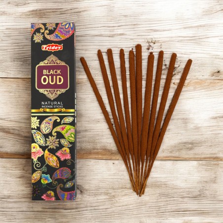 Tridev Black Oud Natural Incense Sticks - 10 Extra Thick Sticks