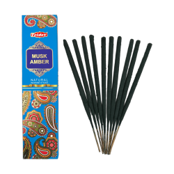 Tridev Amber Musk Natural Incense Sticks - 10 Extra Thick Sticks
