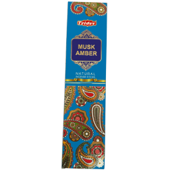Bâtonnets d'encens naturels Tridev Amber Musk - 10 bâtonnets extra épais