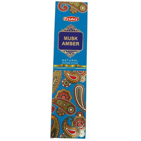 Incienso Tridev Ámbar Almizcle Natural Incense Sticks - 10 varillas extra gruesas