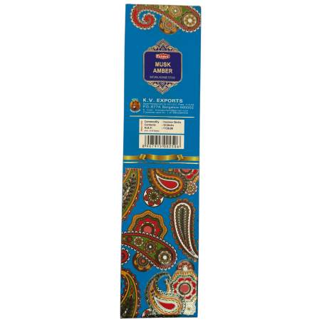 Bâtonnets d'encens naturels Tridev Amber Musk - 10 bâtonnets extra épais