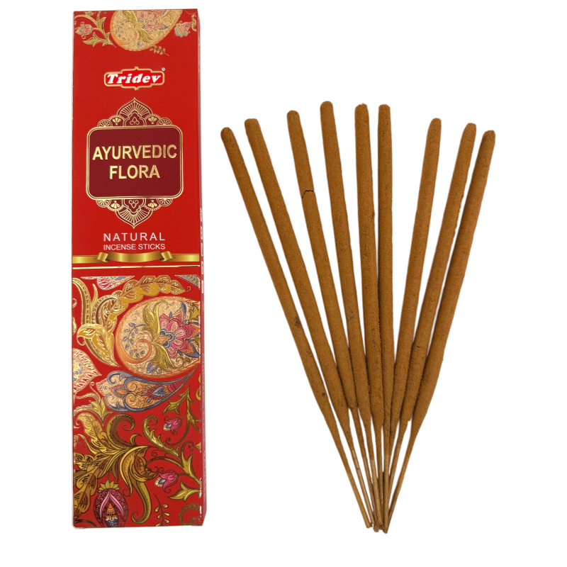 Kadzidełka naturalne Tridev Ayurvedic Flora – 10 bardzo grubych pałeczek-KADZIDŁO TRIDEV-HOSTENATURA