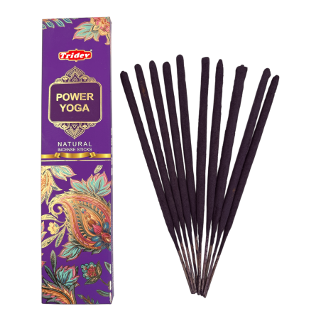 Incienso Tridev Yoga Power Natural Incense Sticks - 10 varillas extra gruesas