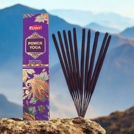 Incienso Tridev Yoga Power Natural Incense Sticks - 10 varillas extra gruesas