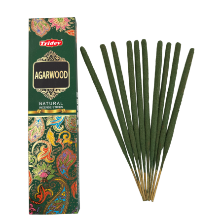 Incienso Tridev Agarwood Madera de Agar Natural Incense Sticks - 10 varillas extra gruesas