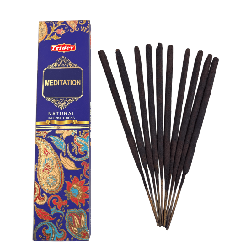 Tridev Natural Meditation Incense Sticks - 10 Extra Thick Sticks-MASSAGE OIL 1000ML 1LITER-HOSTENATURA