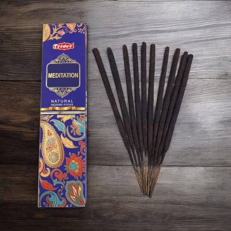 Incienso Tridev Meditación Natural Incense Sticks - 10 varillas extra gruesas