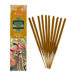 Tridev Golden Kasturi Natürliche Räucherstäbchen - 10 extra dicke Stäbchen