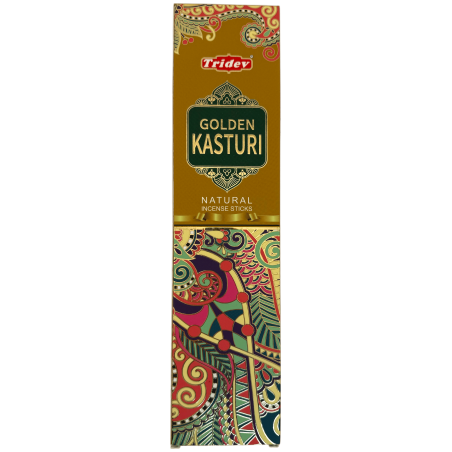 Incienso Tridev Golden Kasturi Natural Incense Sticks - 10 varillas extra gruesas