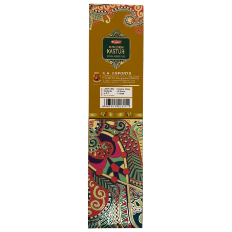 Incienso Tridev Golden Kasturi Natural Incense Sticks - 10 varillas extra gruesas