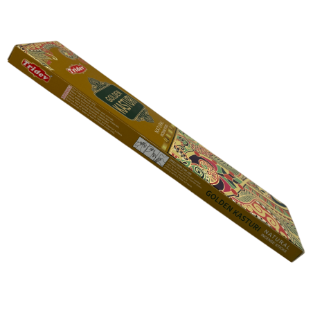 Incienso Tridev Golden Kasturi Natural Incense Sticks - 10 varillas extra gruesas