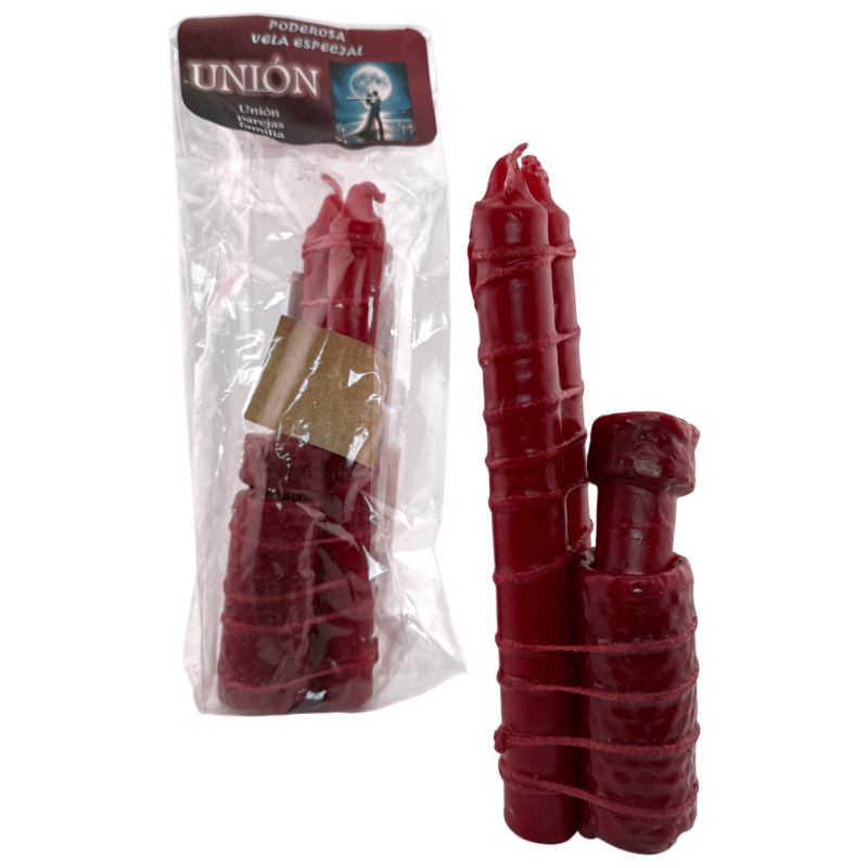 Bougie spéciale puissante pour l'union (20 x 3 cm) - Contient des poudres et un rituel - Union des couples et des familles-Bougies spéciales puissantes-HOSTENATURA
