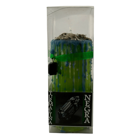Bougie talisman en tourmaline - Bougie ésotérique avec amulette spéciale 14x6cm - Protection et repousse les énergies négatives