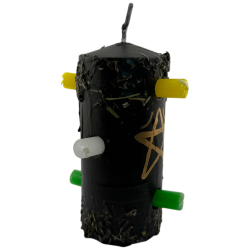 Kaars met 7 lonten, spreuken en magie, 12,5 x 6 cm