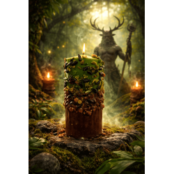 秘教ウィッカの角付きキャンドル 14x6cm - 豊穣