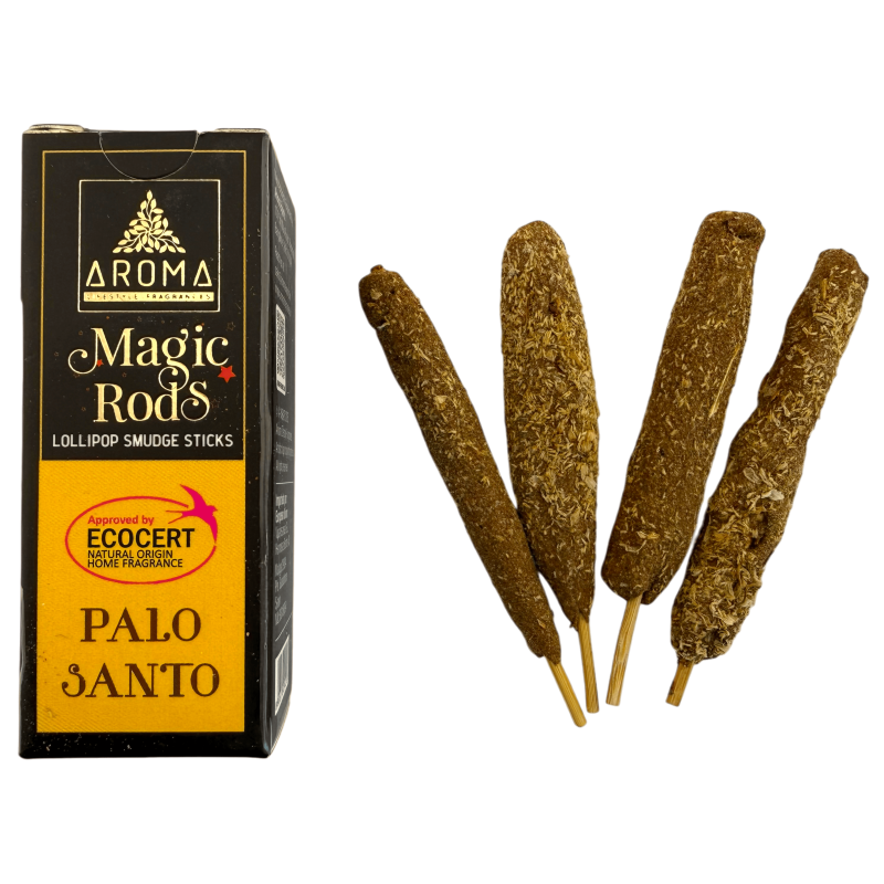 Lollipop Palo Santo Magic Rods Räucherstäbchen mit AROMA - 4 dicke Stäbchen-Räucherstäbchen, Lutscher-Aroma-Düfte-HOSTENATURA