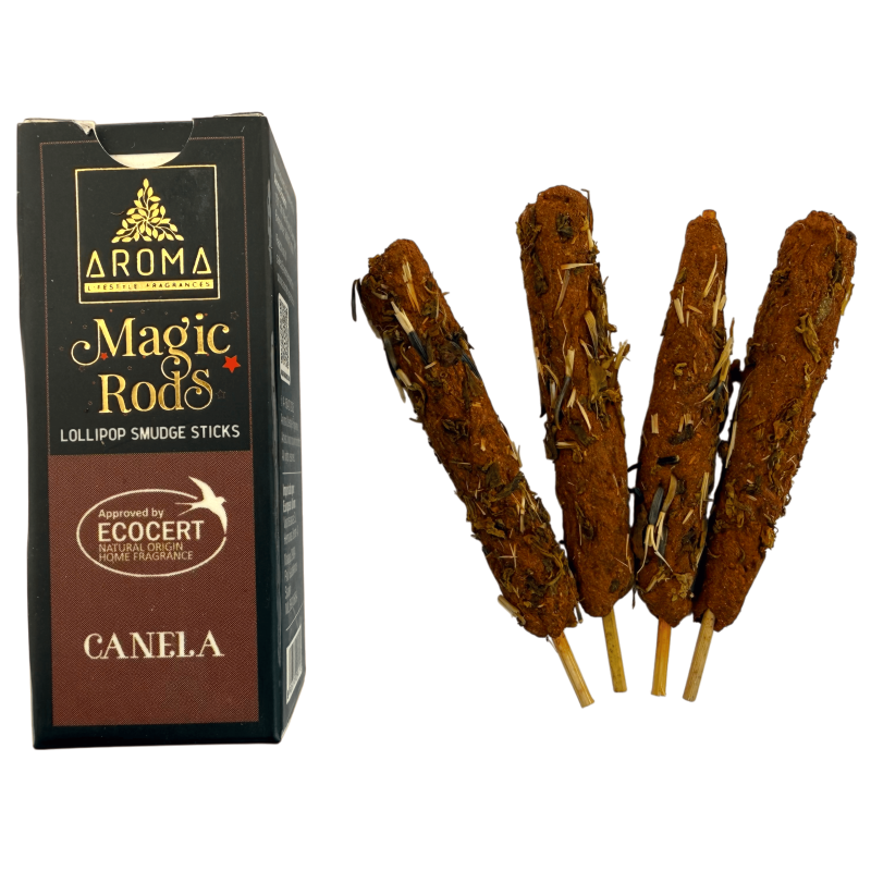 Incenso de Canela em Varetas Mágicas AROMA - 4 Varetas Grossas-Incenso em Varetas Mágicas com Aromas de Pirulito-HOSTENATURA