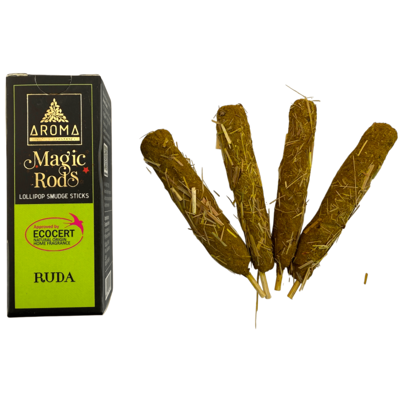 Bețișoare magice Lollipop Rue Incense AROMA Fragrances - 4 bețișoare groase-Tămâie Magic Rods Aroma Acadelei Parfumuri-HOSTENATURA