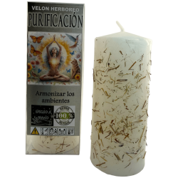 Bougie purificatrice aux herbes - Bougie ésotérique 14 x 6 cm - Harmonise l'environnement