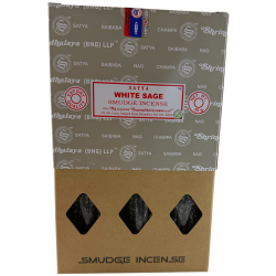 SATYA Biologische Wierookdoos Witte Salie Smudge - 12 doosjes van 25 g.