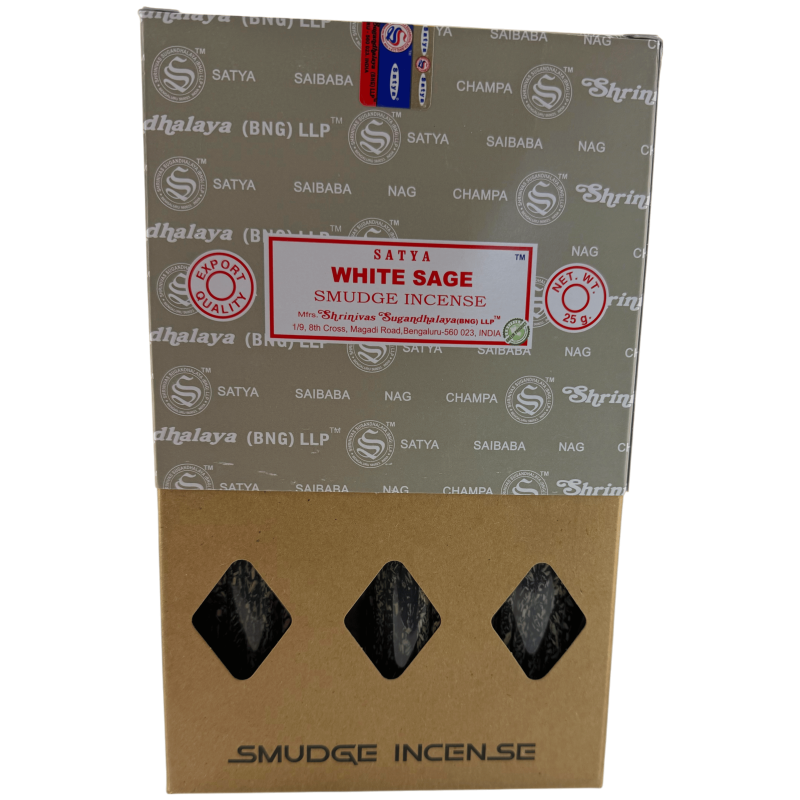 Boîte d'encens biologique SATYA à la sauge blanche - 12 boîtes de 25 g.-Encens Satya bio pour la purification-HOSTENATURA