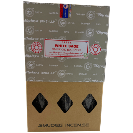 SATYA Organic Incense Box White Sage Smudge - 12 boxes of 25g.
