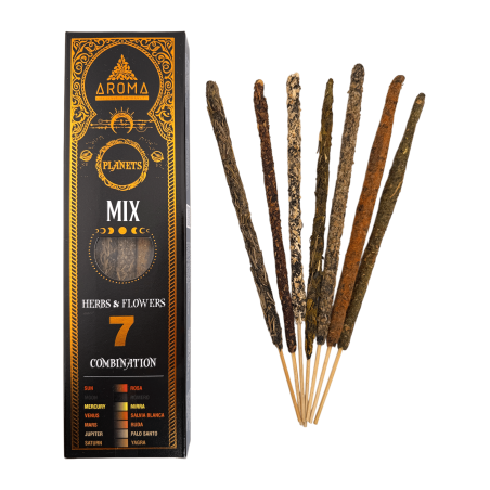 Organic Incense 7 Planets Mix Herbs and Flowers AROMA Fragrances - 7 thick handmade sticks