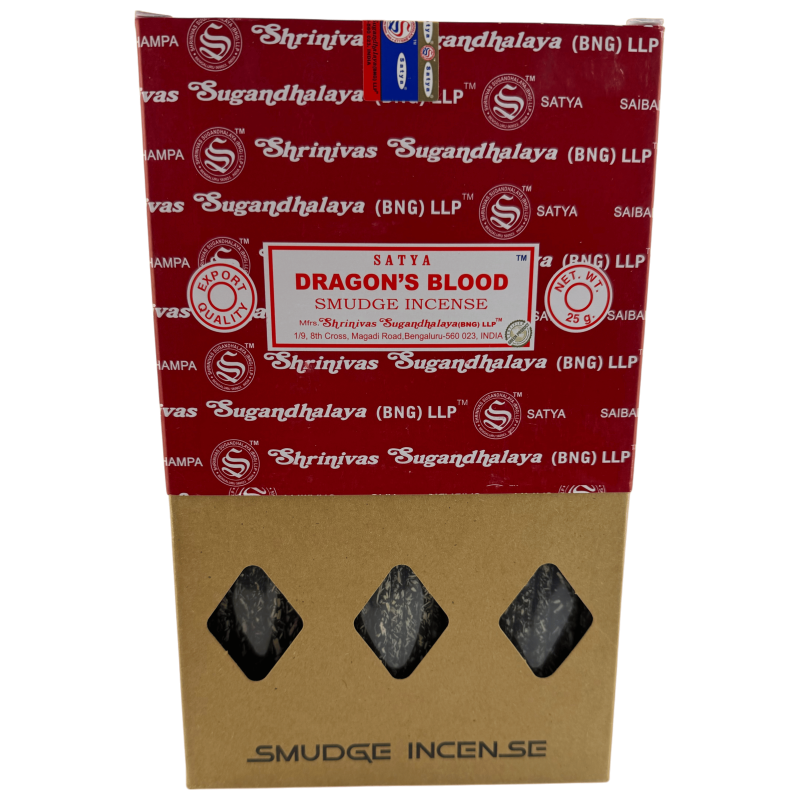 Boîte d'encens biologique SATYA Sang de Dragon - 12 boîtes de 25 g.-Encens Satya bio pour la purification-HOSTENATURA