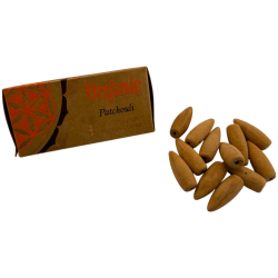 Bio-Räucherkegel „Song of India“ mit Patchouli-Rückflussfunktion – Schachtel mit 12 Kegeln
