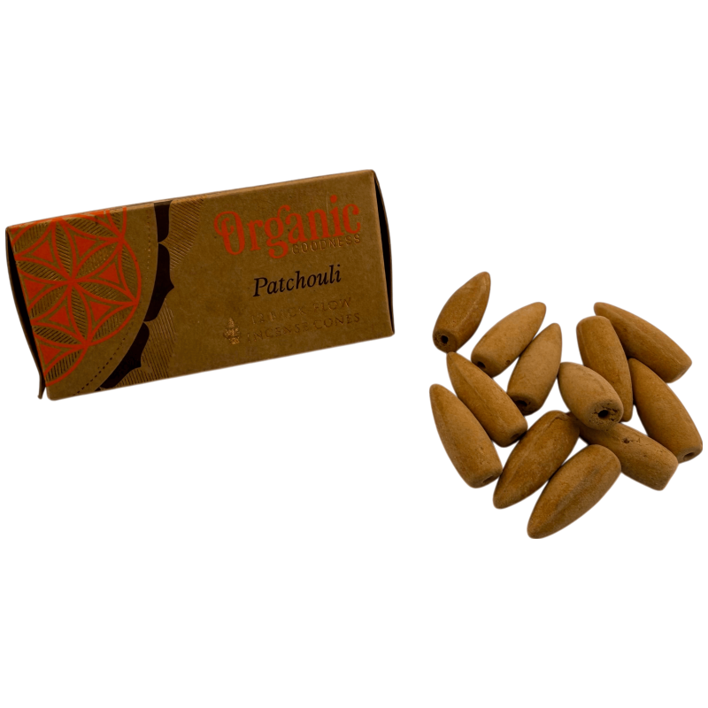 Organic Song of India Patchouli Backflow Incense Cones - Box of 12 Cones-Organic Reflux Cones Song of India-HOSTENATURA