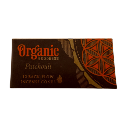 Organic Song of India Patchouli Backflow Incense Cones - Box of 12 Cones
