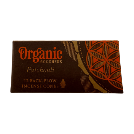 Cônes d'encens à reflux de patchouli Organic Song of India - Boîte de 12 cônes